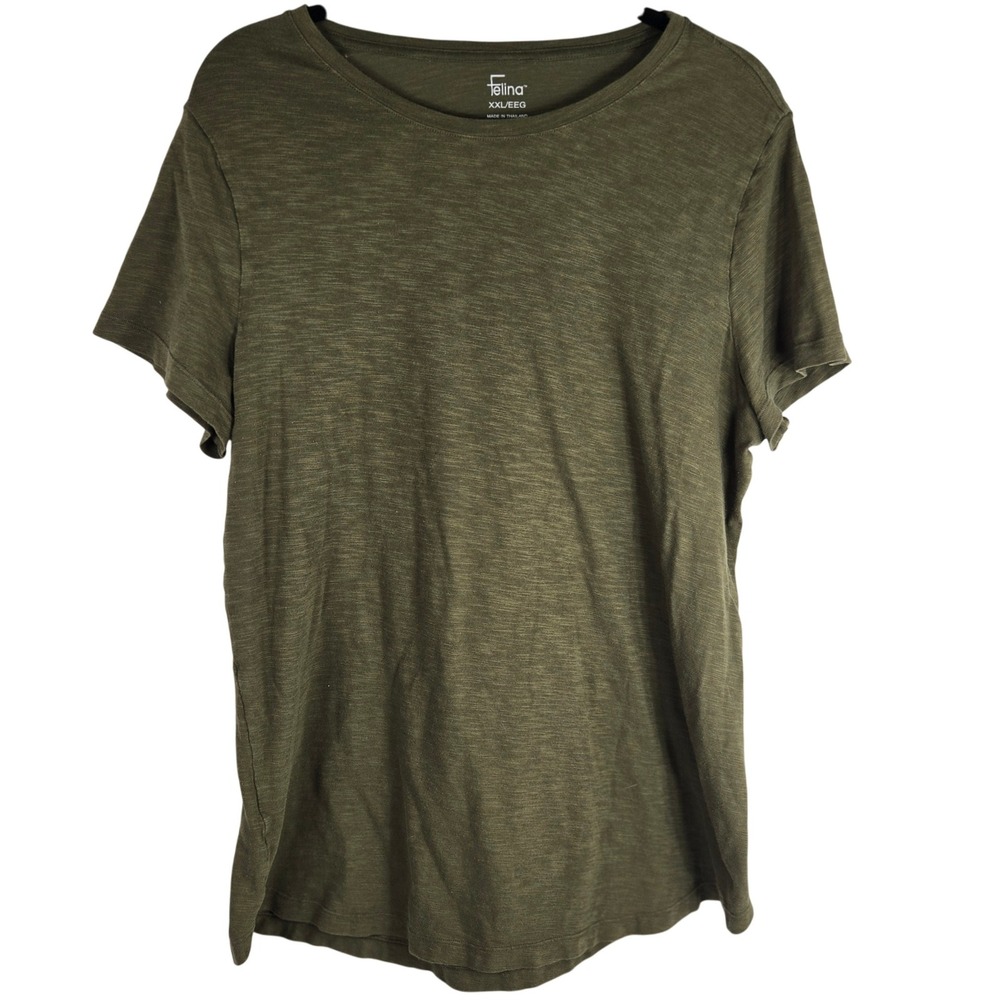 Felina Olive Green T-Shirt Soft Knit Casual Top Women's XXL